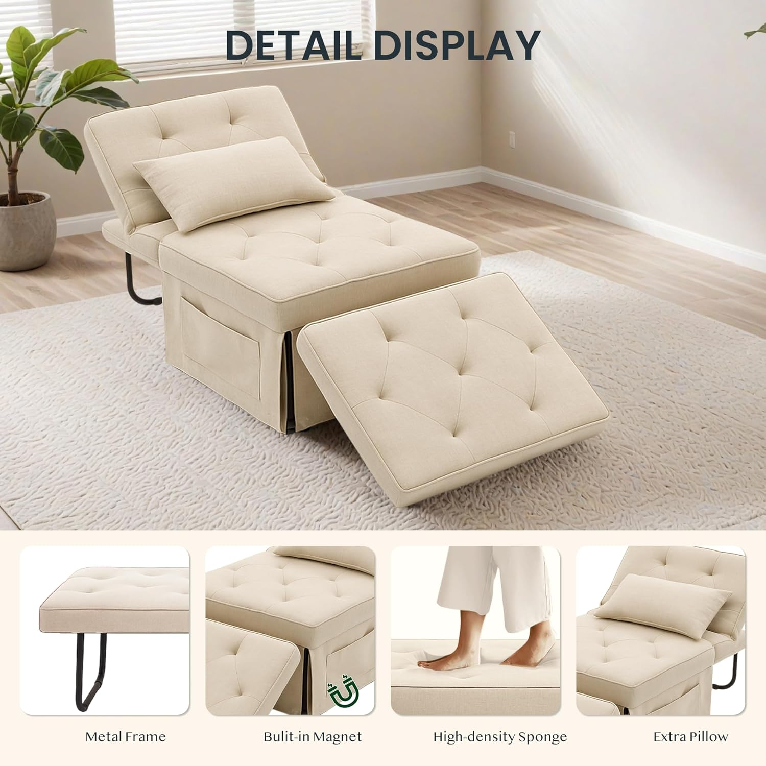 FLEXISPOT Fauteuil-lit Convertible 3 en 1