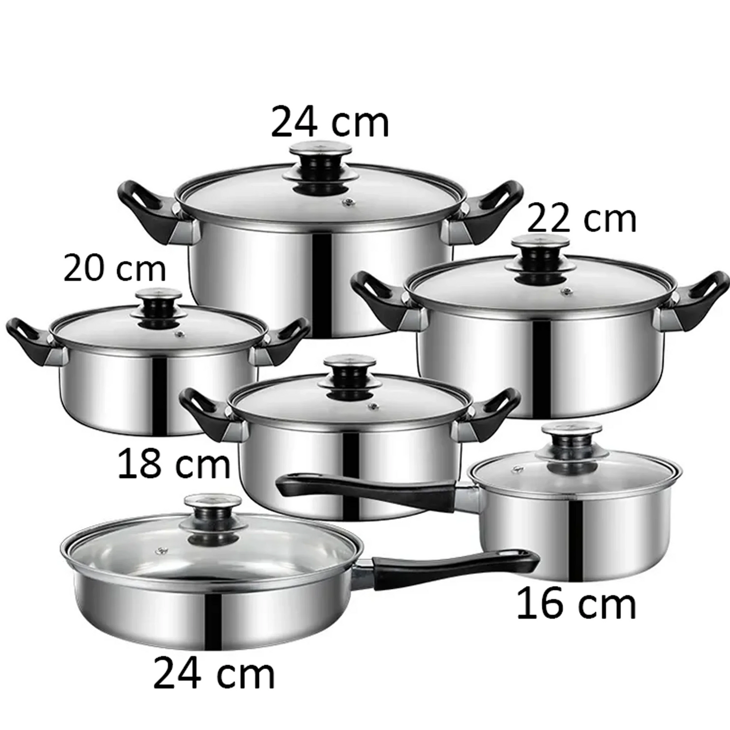 Batterie de cuisine 12 Pièces en INOX